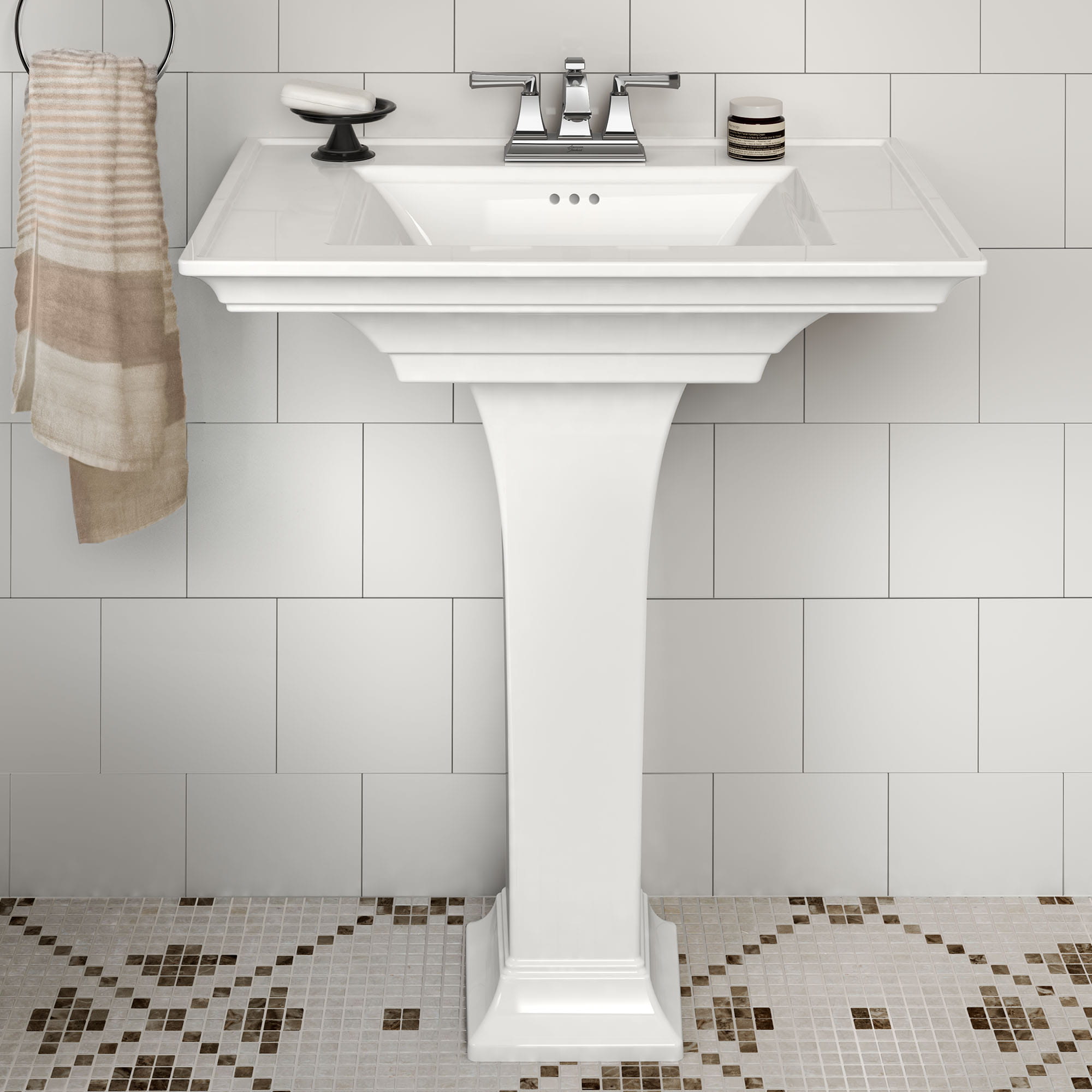 Town Square S 4 Inch Centerset Pedestal Sink Top and Leg Combination WHITE